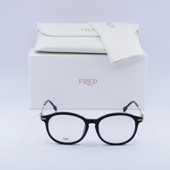 Fred FG50005F 001 Square 51mm Eyeglasses - Black/Gold - Picture 3 of 10